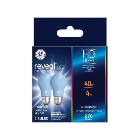 Reveal HD+ LED Ceilng Fan Light Bulbs, Frosted, 270 Lumens, 4-Watts, 2-Pk.